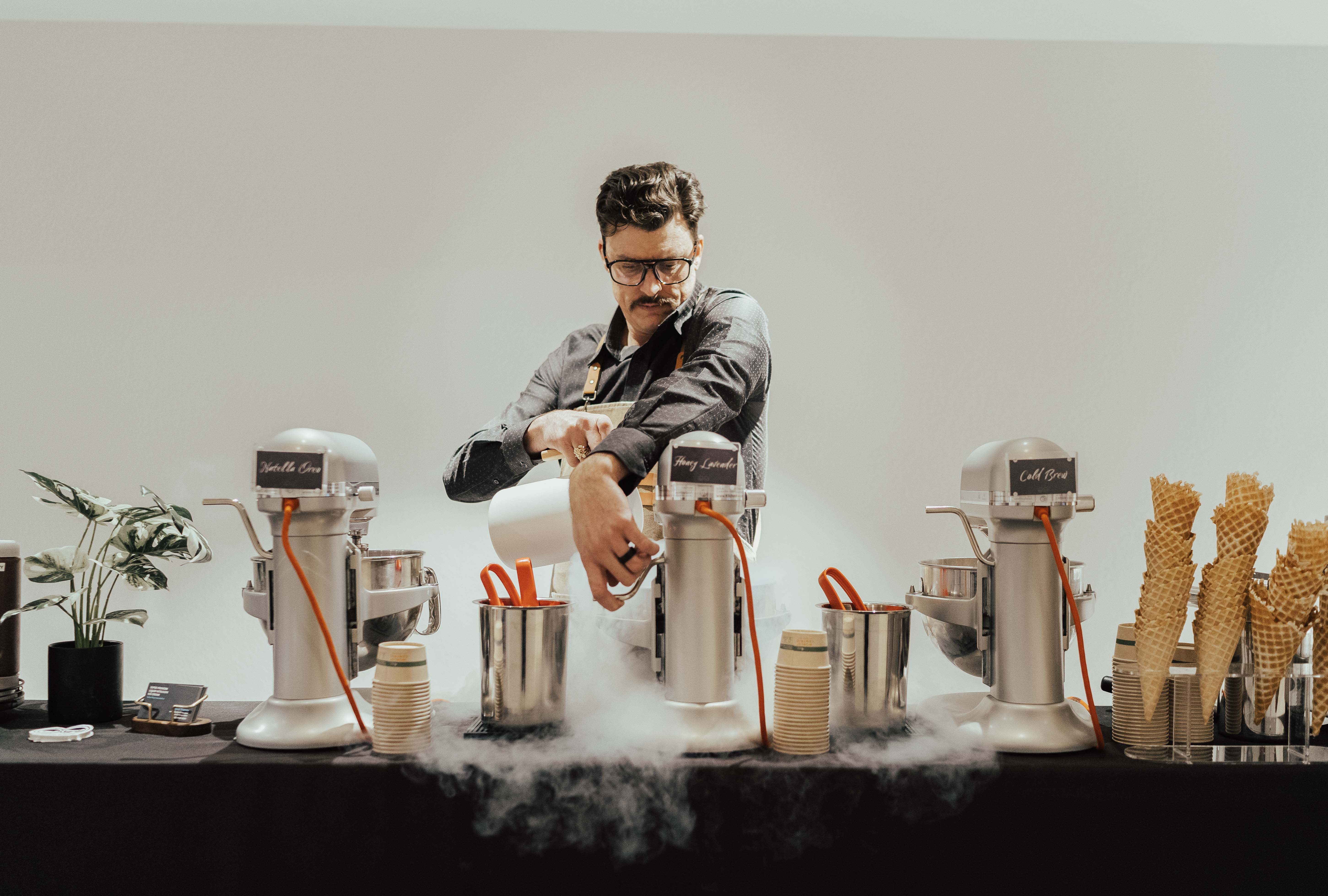 Chuck making nitro ice cream for Polar Bros.